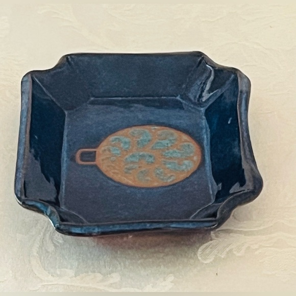 AppalachianSigned Studio Pottery Handmade Cobalt Blue Stoneware Trinket Tray - Picture 4 of 9